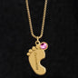 Dear Mommy - Little Roommate - Engraved Baby Feet Necklace with Birthstone
