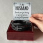 To my Husband - Thank you - Cross Leather Bracelet for Men