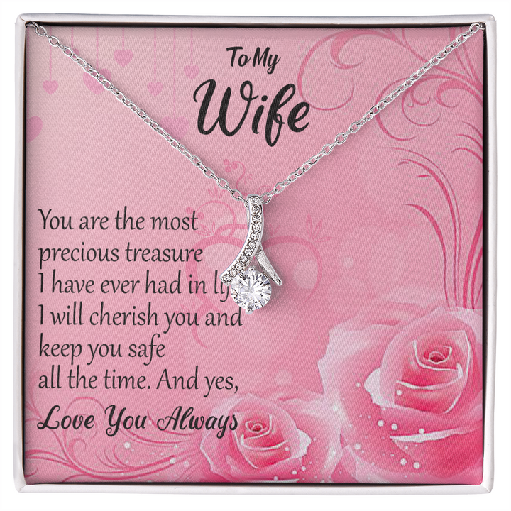 To my Wife - You Are My Treasure - Alluring Beauty Gold Necklace