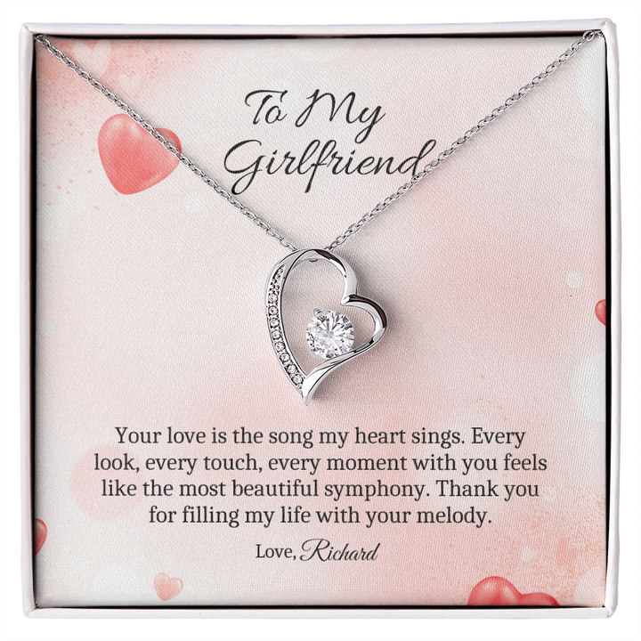 To my Girlfriend - Symphony - forever Love Gold Necklace for Women